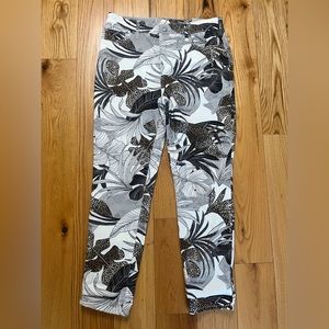 Chico's So slimming Girlfriend Slim Leg Ankle Pants Sz 8 Black Tan White Jungle